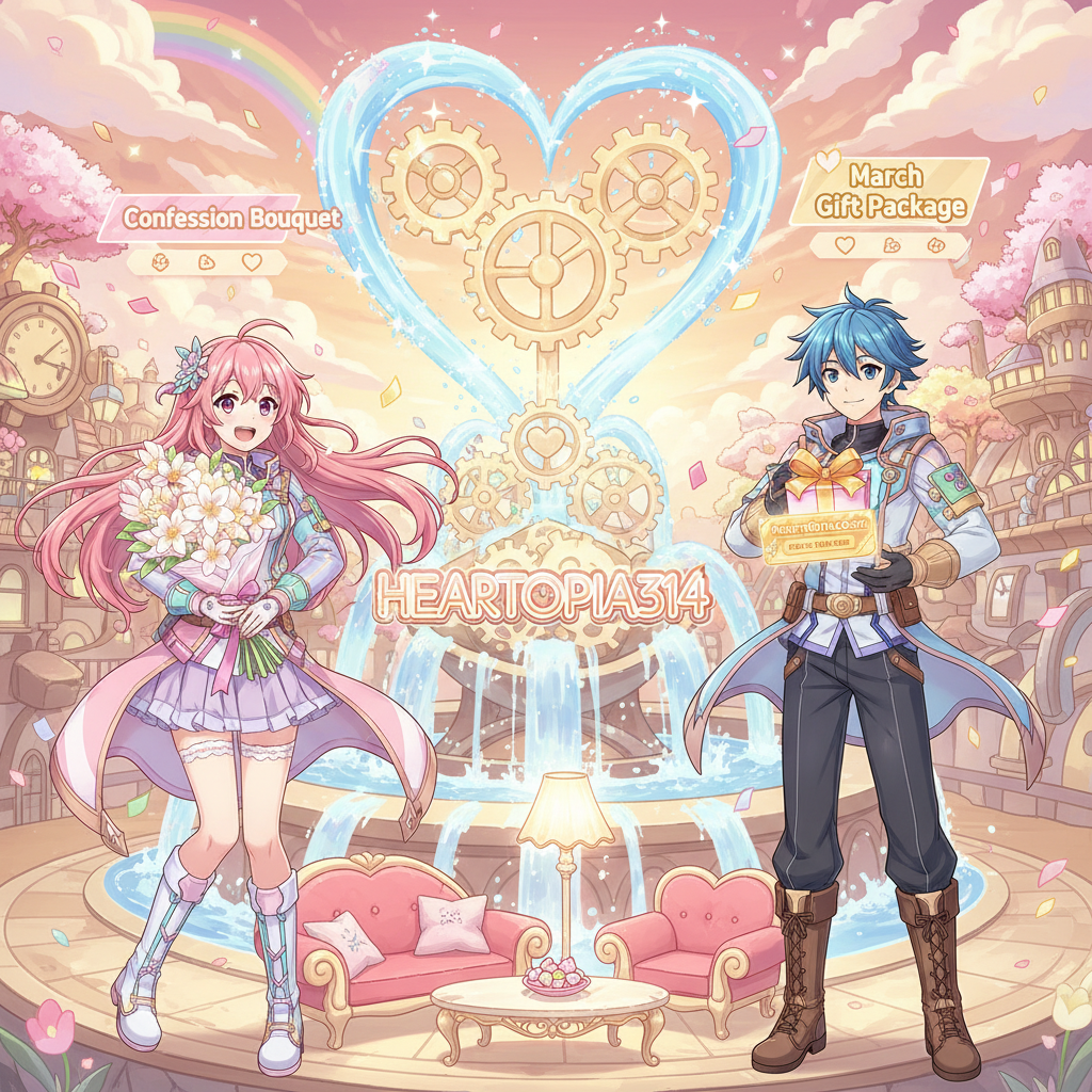 兌換碼,白色情人節,HEARTOPIA314,心動噴泉家具、告白花束,心動小鎮 3 月禮包碼